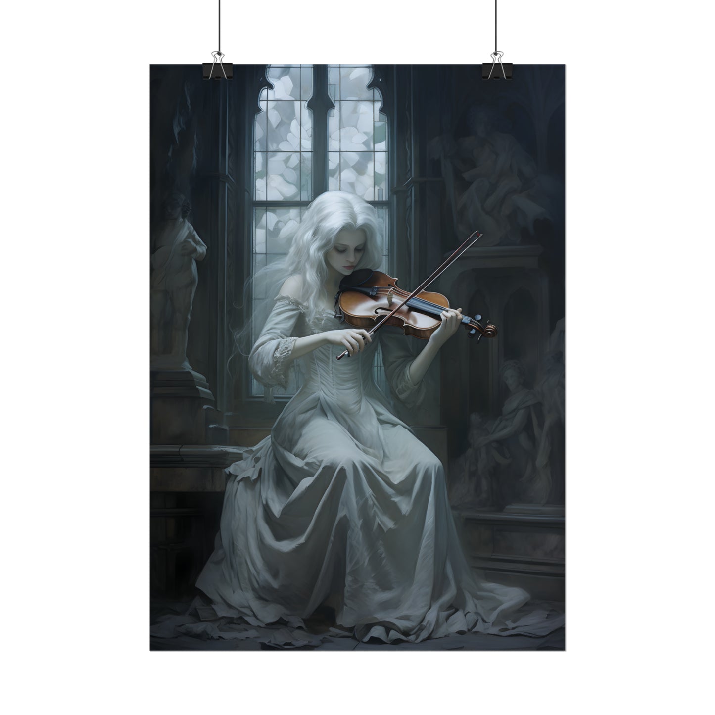 Gothic Violin Player, Ghostly Violinist, Dark Musician Art, Haunting Spirit Poster, Spooky Print, Housewarming Gift For Goth