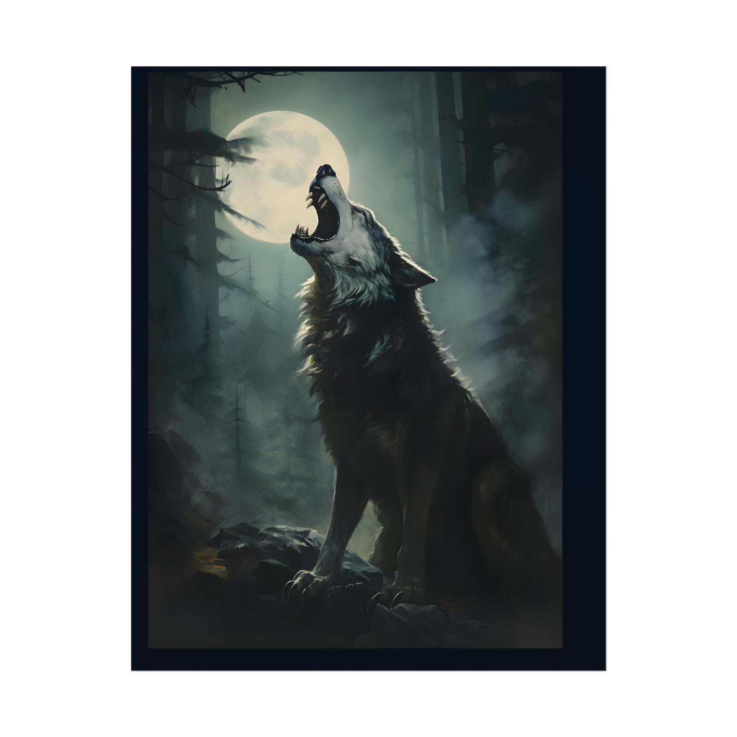 Werewolf Art Print, Wolf Art Poster, Moonlit Transformation, Art Poster Print, Gothic Poster, Wall Art, Gothic Home Decor