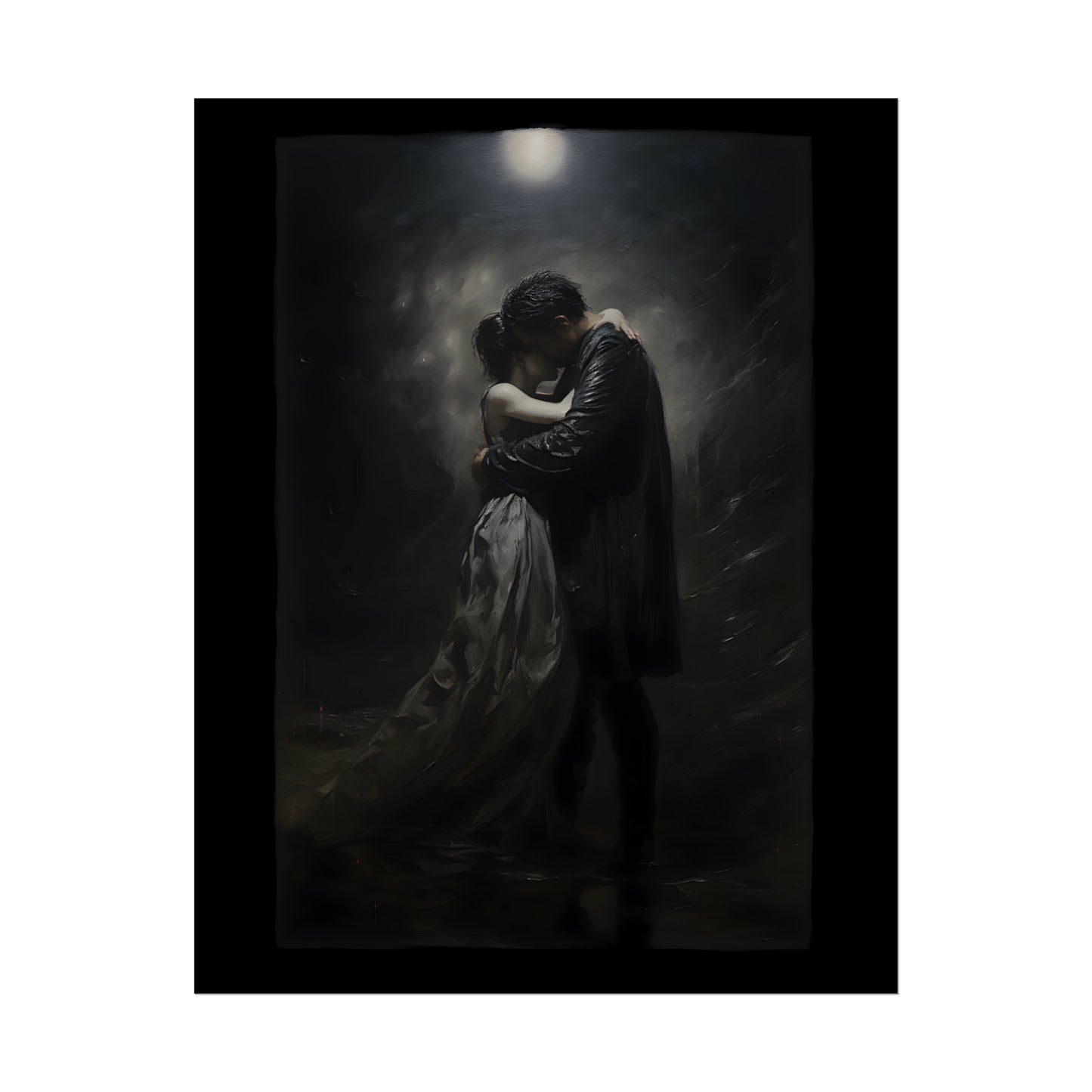 Moonlight Embrace Print, Gothic Romance Poster, Art Poster Print, Gothic Home Decor, Gothic Romance, Couples Art Print