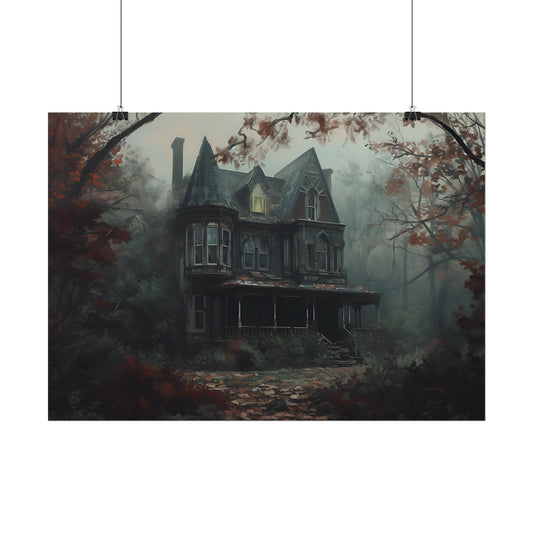 Haunted House Wall Art, Spooky House Poster, Gothic Art, Halloween Decor, Dark Academia, Gothic Home Decor, Gift For Goth