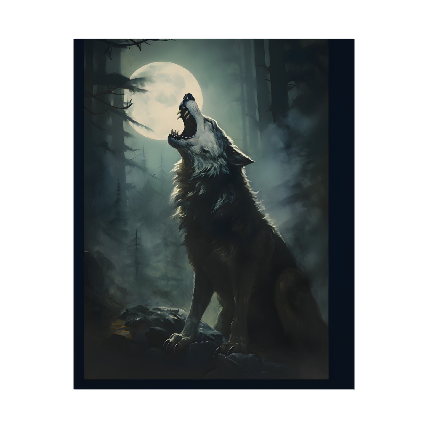 Werewolf Art Print, Wolf Art Poster, Moonlit Transformation, Art Poster Print, Gothic Poster, Wall Art, Gothic Home Decor