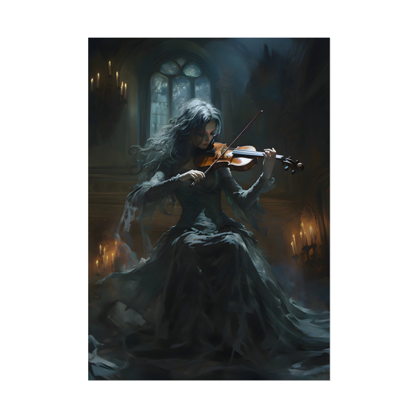 Violin Player, Gothic Print, Violinist Gift, Dark Wall Art, Dark Academia,