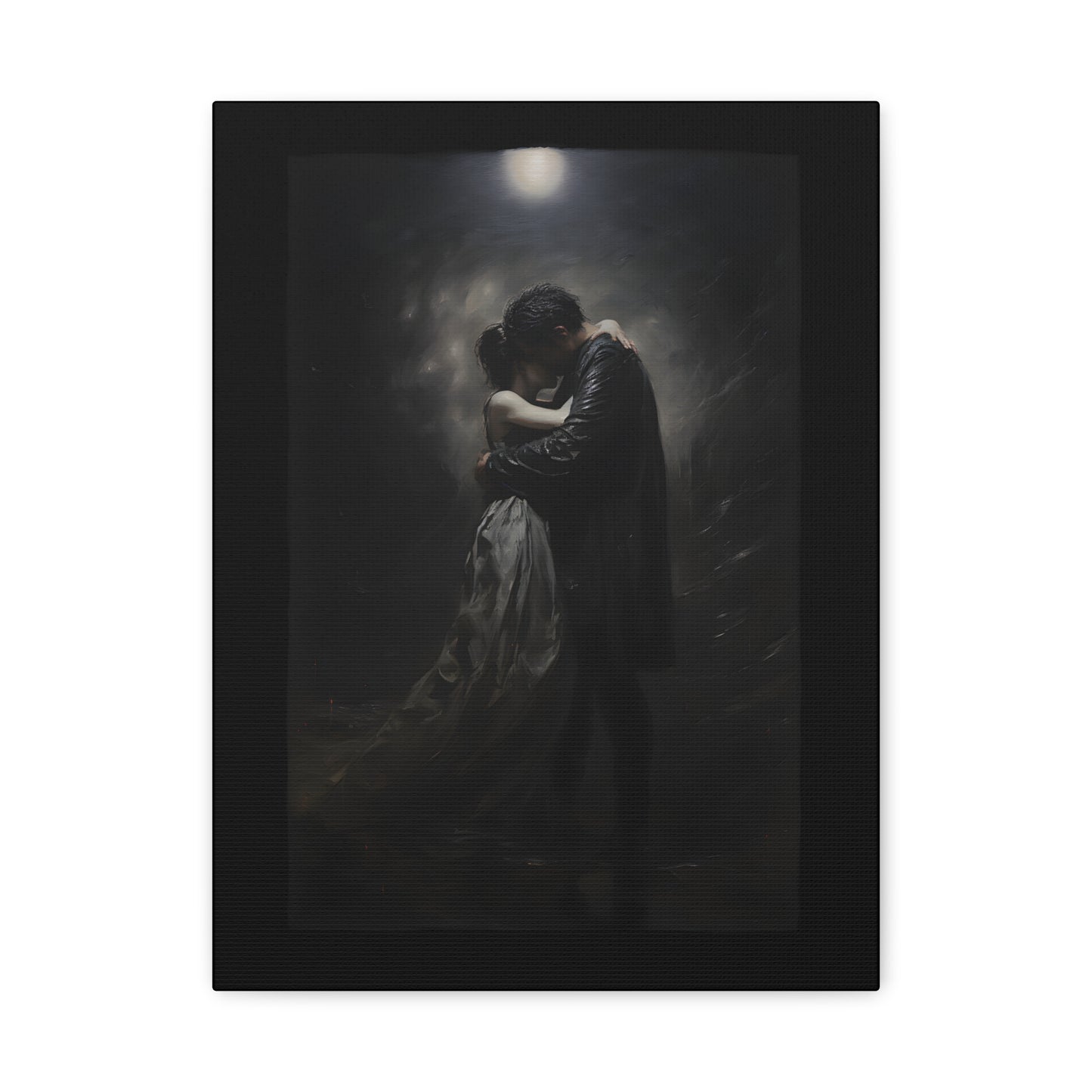 Moonlight Embrace Canvas, Canvas Wall Art, Gothic Home Decor, Gothic Romance, Valentine's Gift, Couples Wall Art