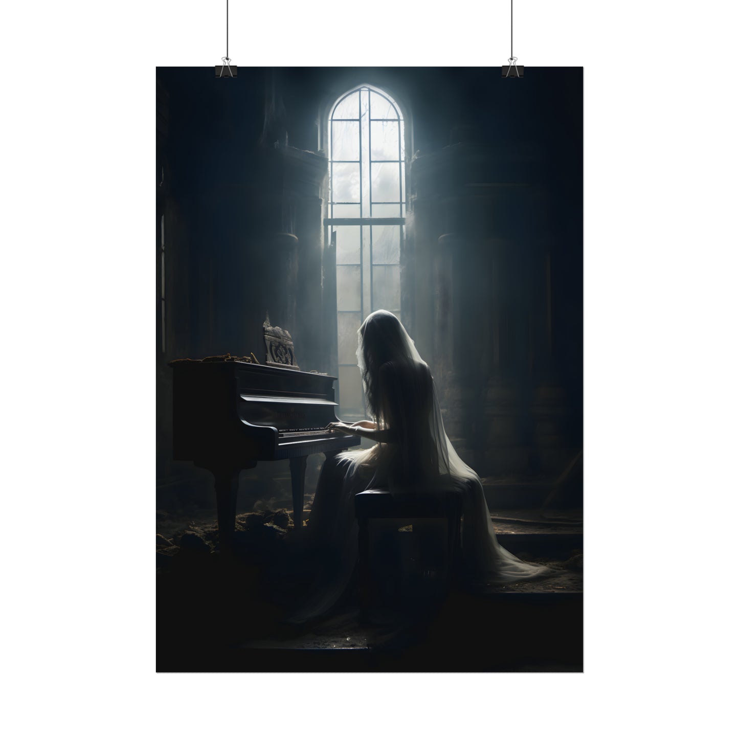 Gothic Print, Piano Player Poster, Art Poster Print, Gothic Home Decor, Dark Academia, Gothic Romance.