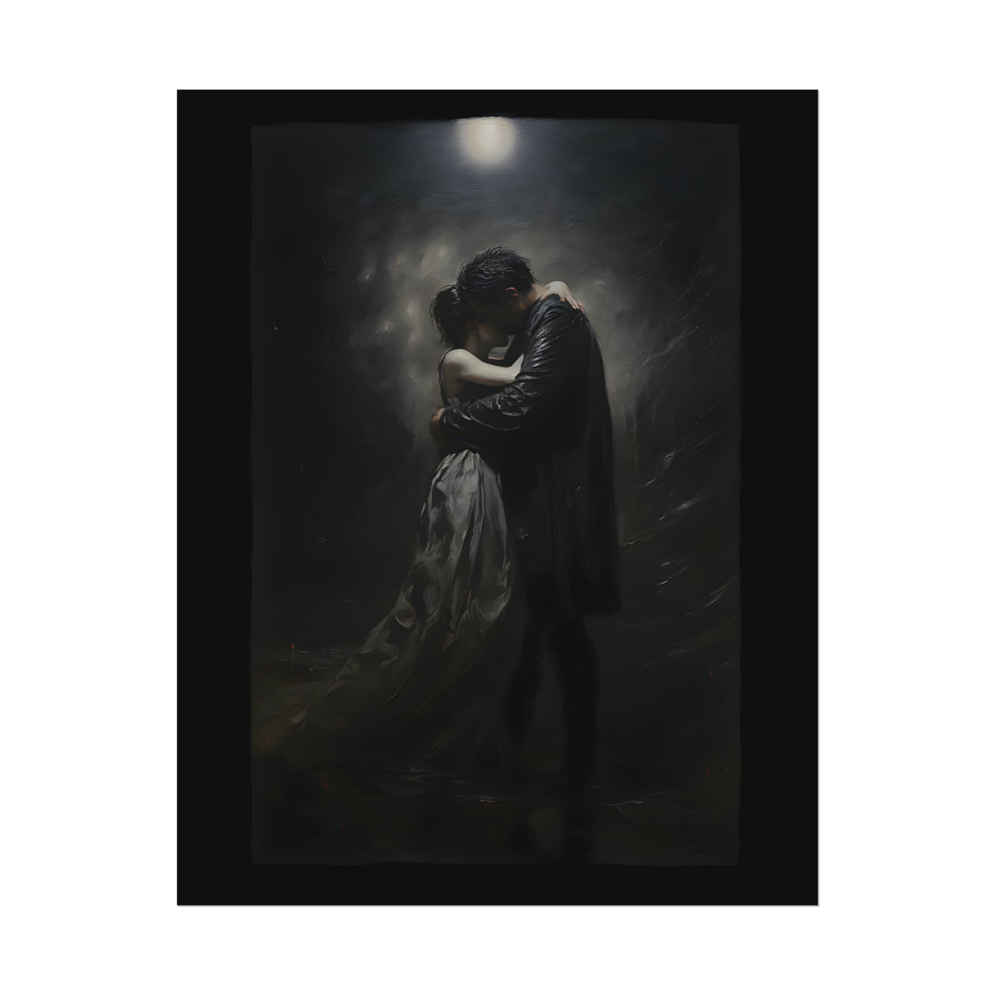 Moonlight Embrace Print, Gothic Romance Poster, Art Poster Print, Gothic Home Decor, Gothic Romance, Couples Art Print