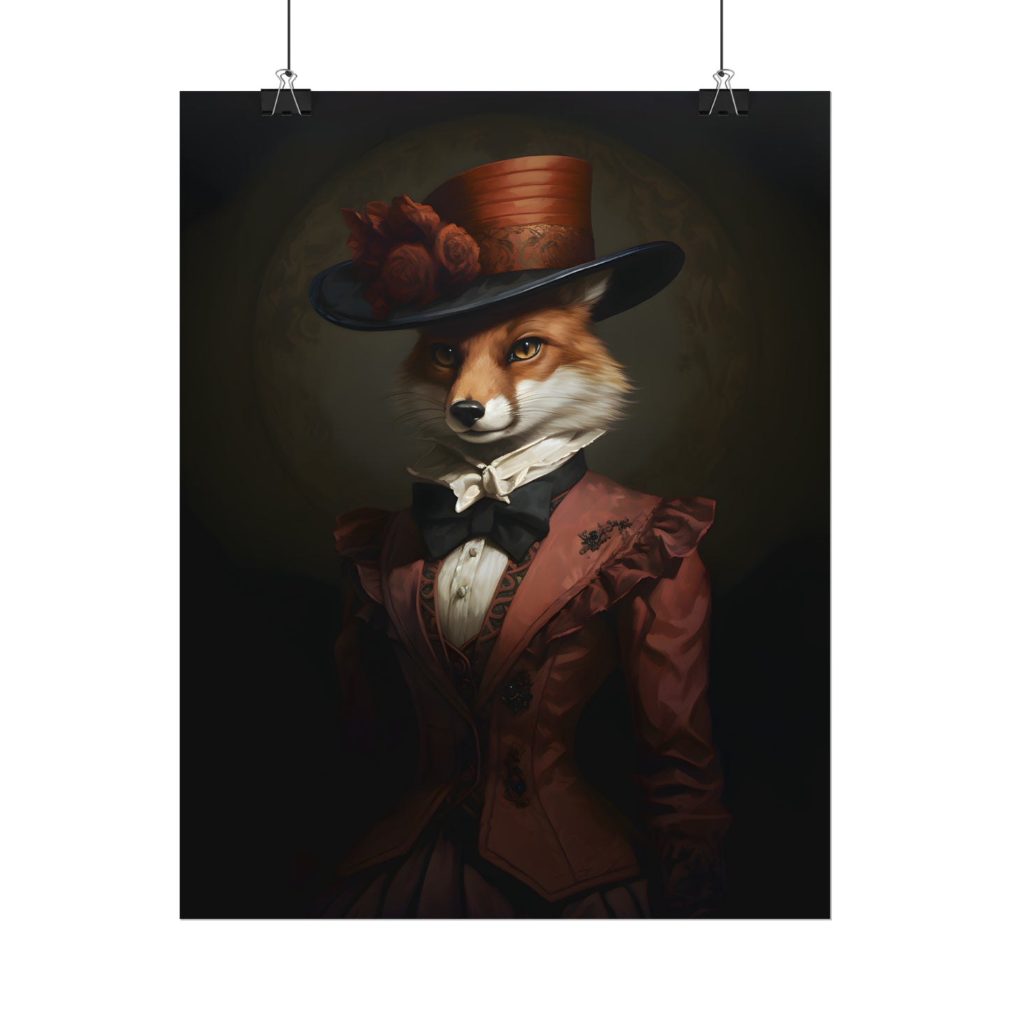 Foxy Lady, Whimsical Fox, Quirky Animal Art, Animal Portrait, Fox Art Print, Victorian Animal, Animal Wall Art, Fox Lover Gift,