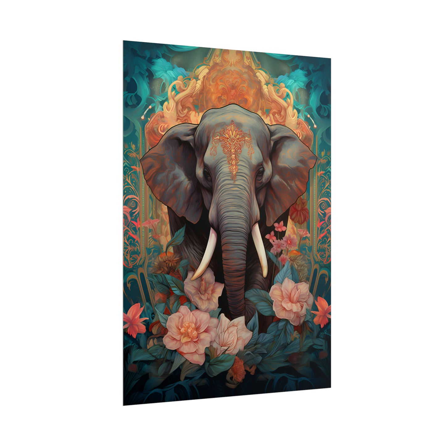 Asian Elephant Print, Elephant Love, Animal poster, Elephant Art, Wall Art Print, Elephant Gift, Floral Print, Home Decor,