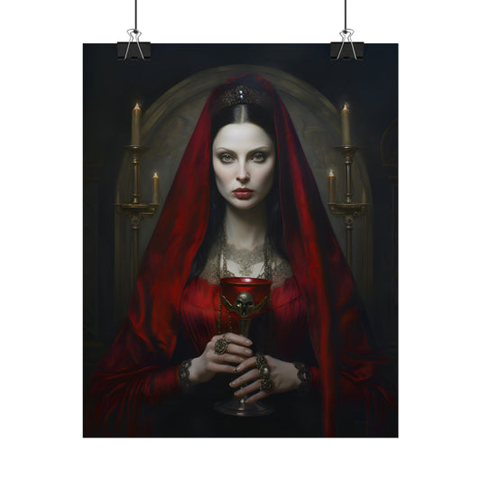 Countess Elizabeth Bathory, Vintage Oil Painting, Gothic Wall Art, Dark Academia, Gift For Goth, Vampire Poster