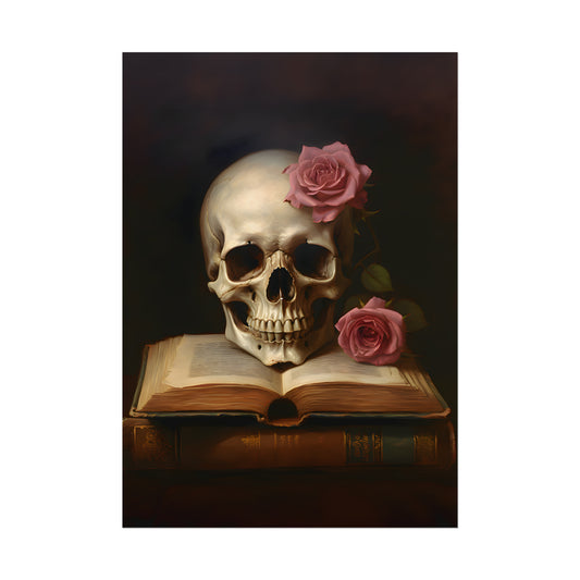 Eternal Wisdom, Gothic Skull Print, Gothic poster, Gothic Home Decor, Gothic Art Print, Dark Academia, Art Poster Print, Oil Painting