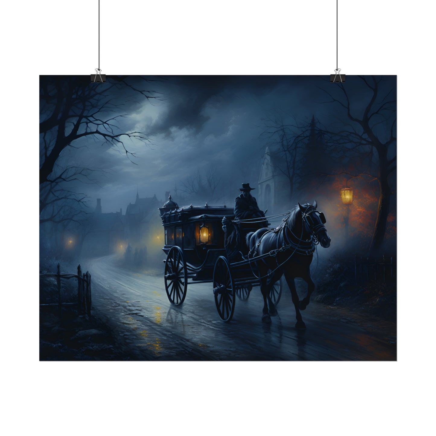 Horse Drawn Carriage, Victorian Carriage Print, Gothic Poster, Oil Painting Print, Home Wall Art, Dark Academia, Gothic Gift Idea