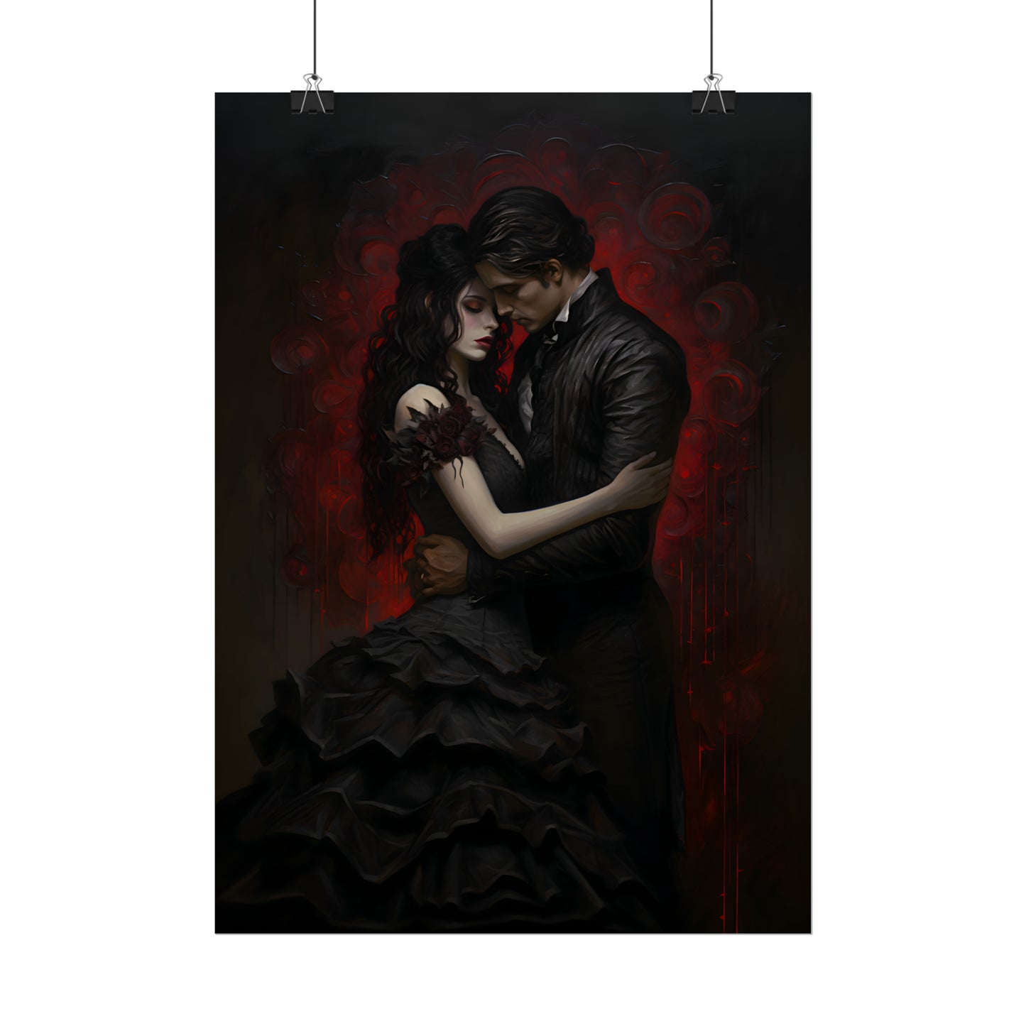 Eternal Embrace, Dark Romance, Gothic Valentines, Gothic Gift, Dark Home Decor, Gothic Wall Art, Art Print, Vampire Poster, Gothic Art