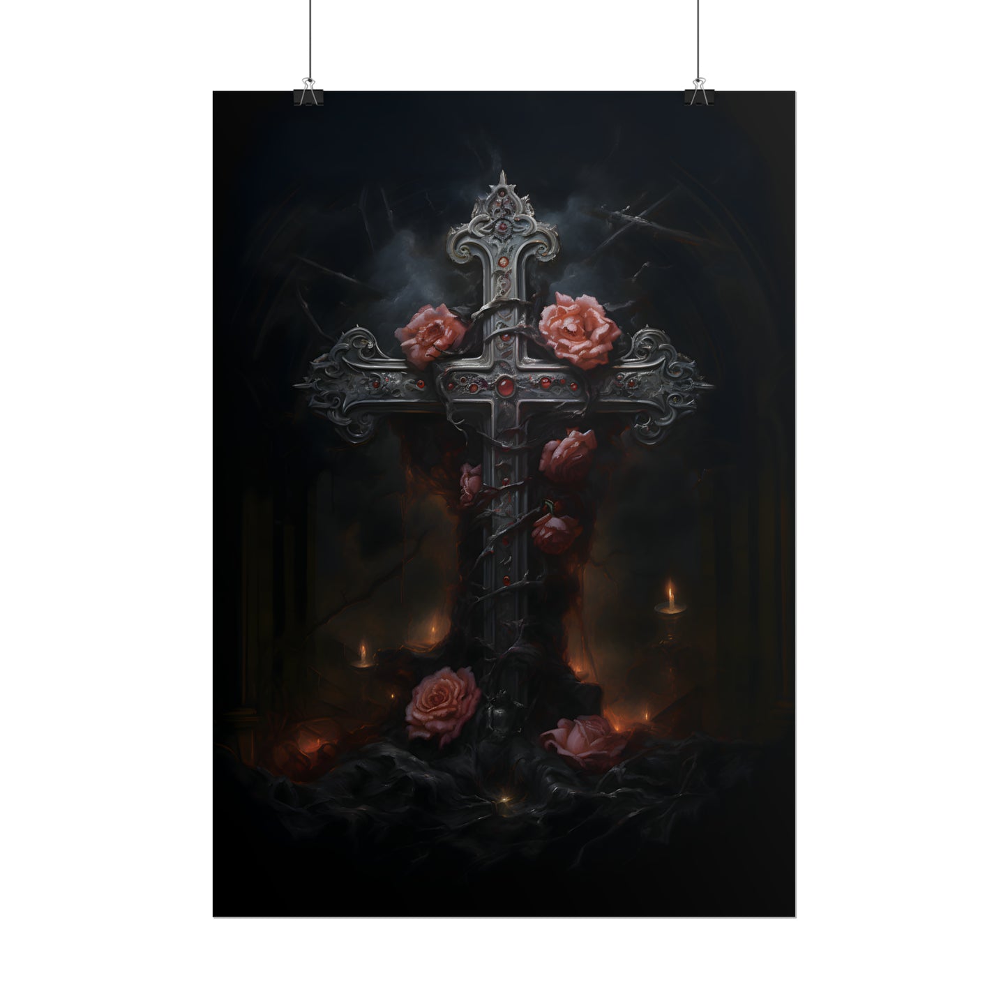 Cross of Stone, Gothic Poster, Art Poster Print, Gothic Home Decor, Gothic Gift, Dark Art Poster, Dark Academia, Gothic Wall Art