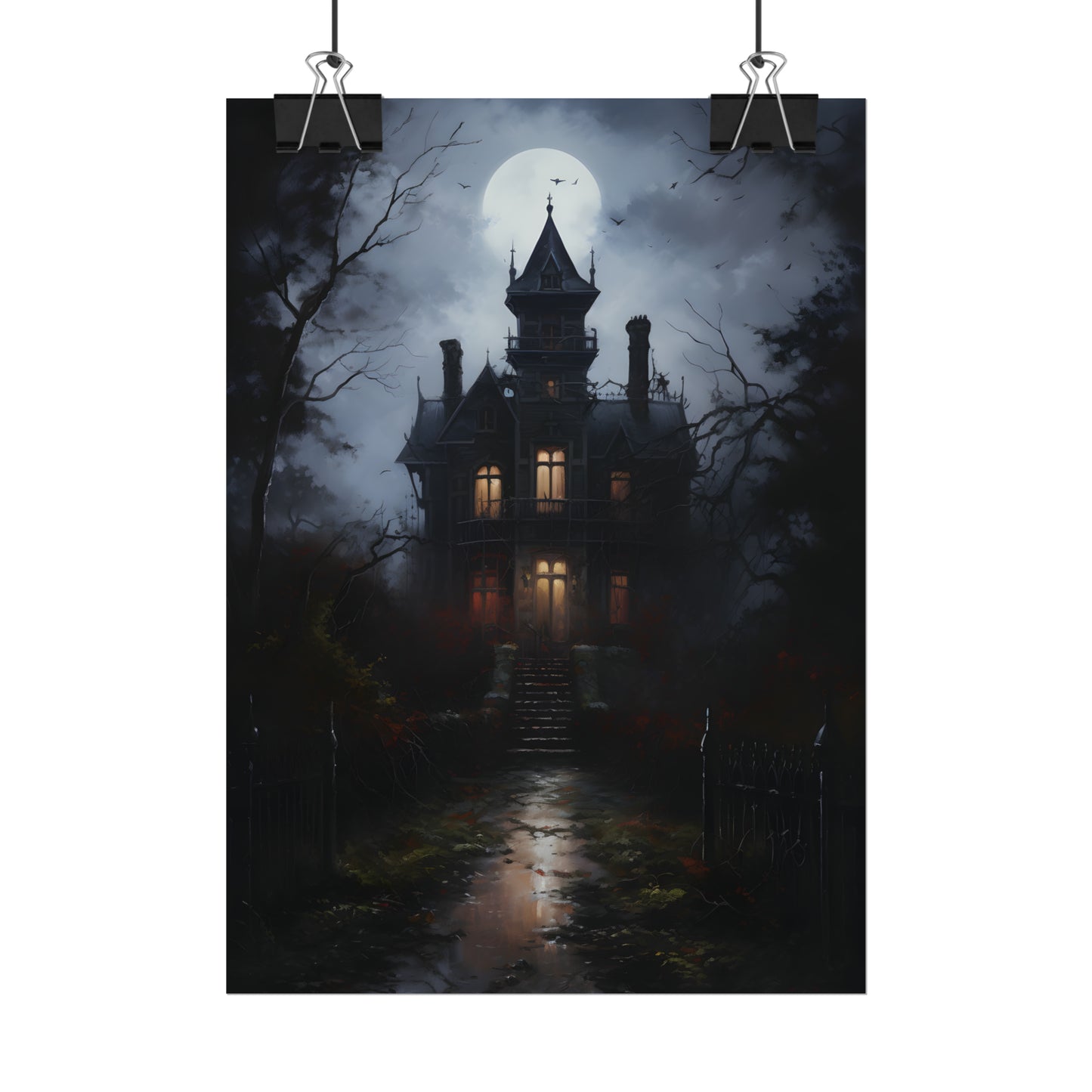 A Gothic Abode, Haunted House Print, Gothic House Poster,