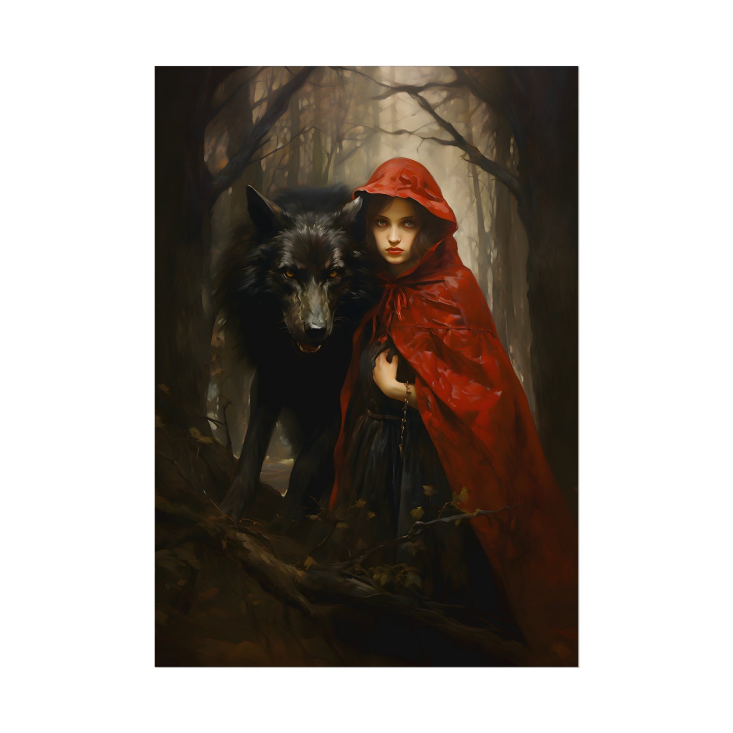 Little Red Riding Hood Print, Big Bad Wolf, Red Riding Hood Poster, Fairy Tale Art Print, Vintage Art Print