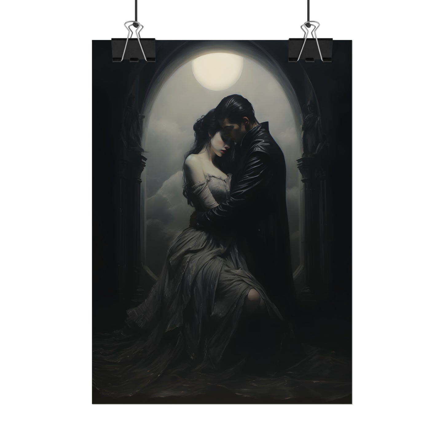 Lunar Love, Gothic Romance Poster, Art Poster Print, Gothic Home Decor, Gothic Romance, Couples Art Print, Dark Art Poster