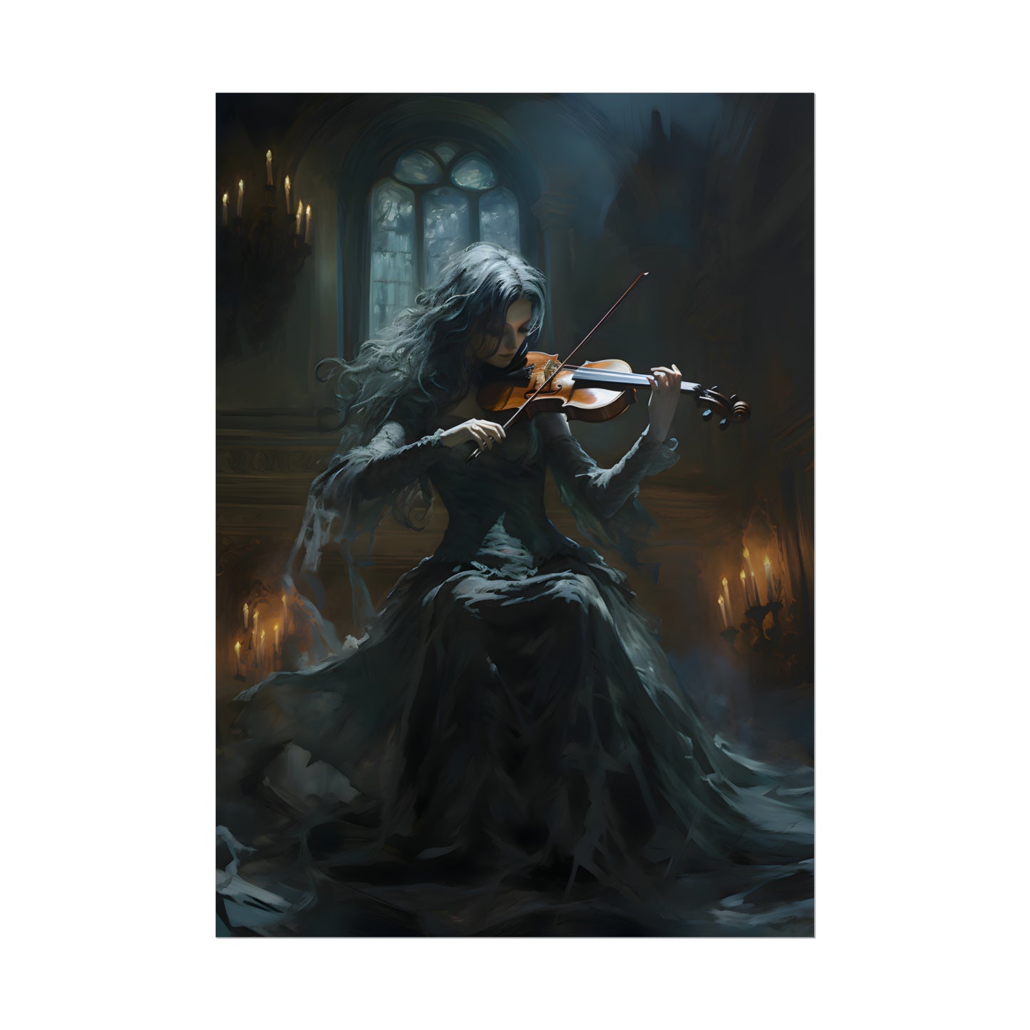 Violin Player, Gothic Print, Violinist Gift, Dark Wall Art, Dark Academia,