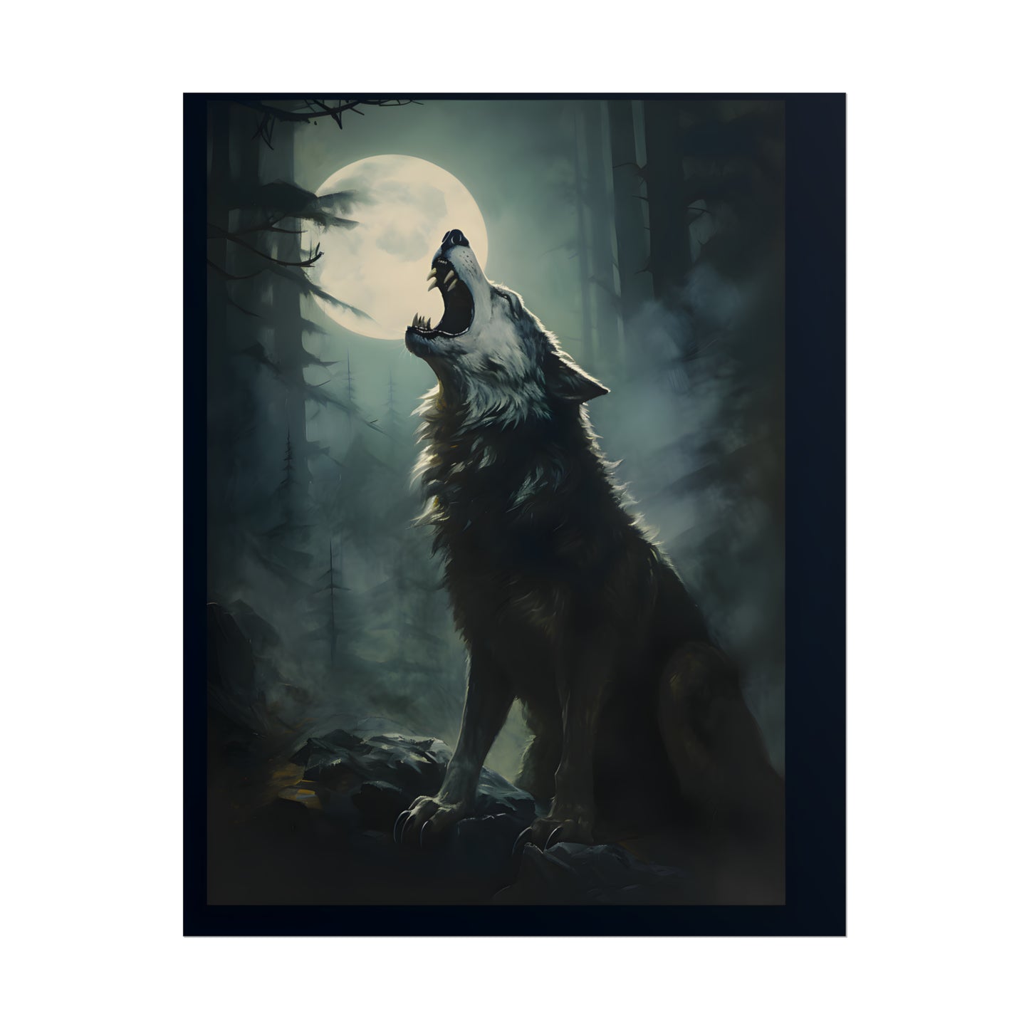 Werewolf Art Print, Wolf Art Poster, Moonlit Transformation, Art Poster Print, Gothic Poster, Wall Art, Gothic Home Decor