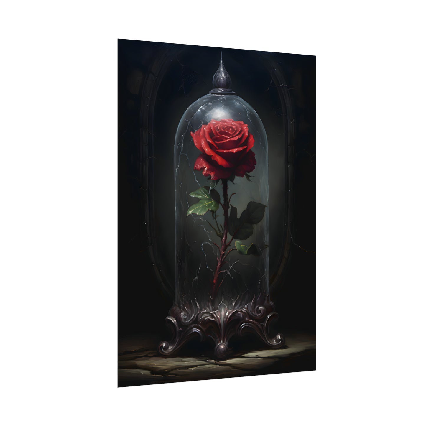 Gothic Rose Print, Crimson Enchantment, Art Poster Print, Dark Academia, Gothic Romance, Gothic Decor, Romantic poster