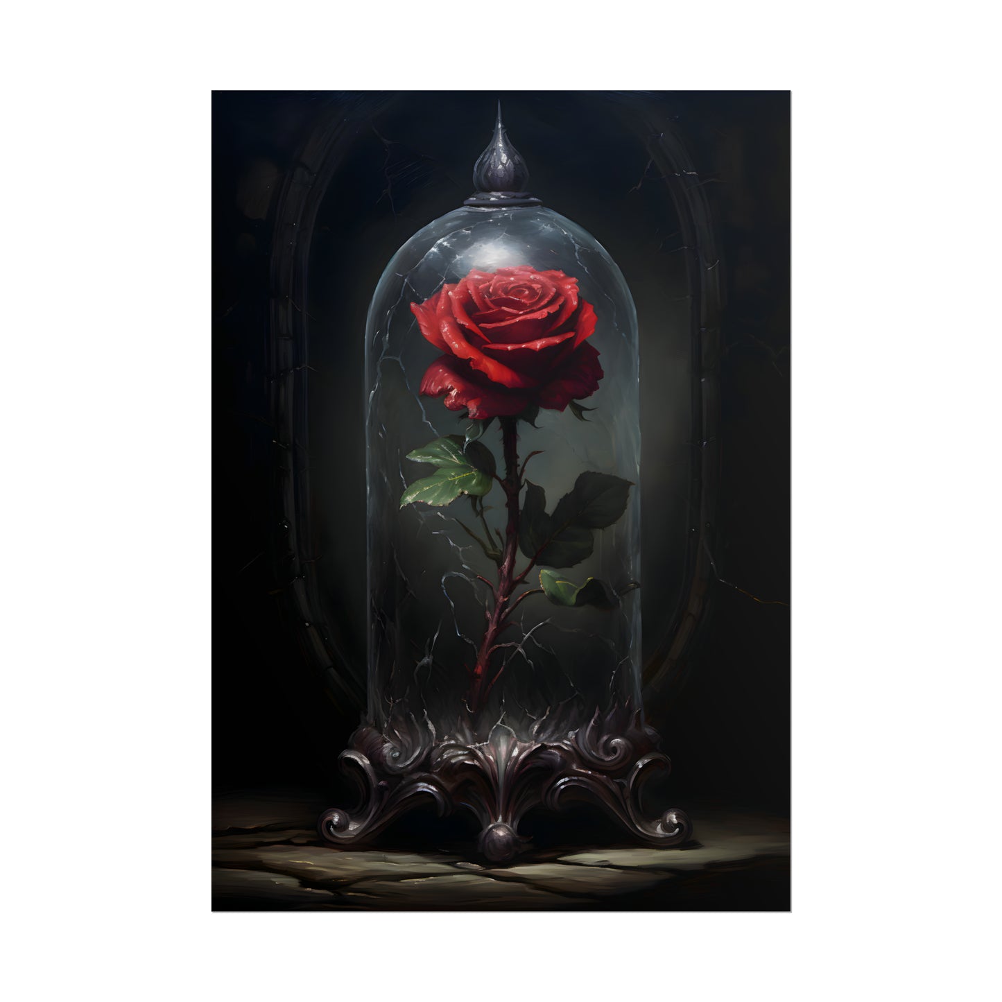 Gothic Rose Print, Crimson Enchantment, Art Poster Print, Dark Academia, Gothic Romance, Gothic Decor, Romantic poster