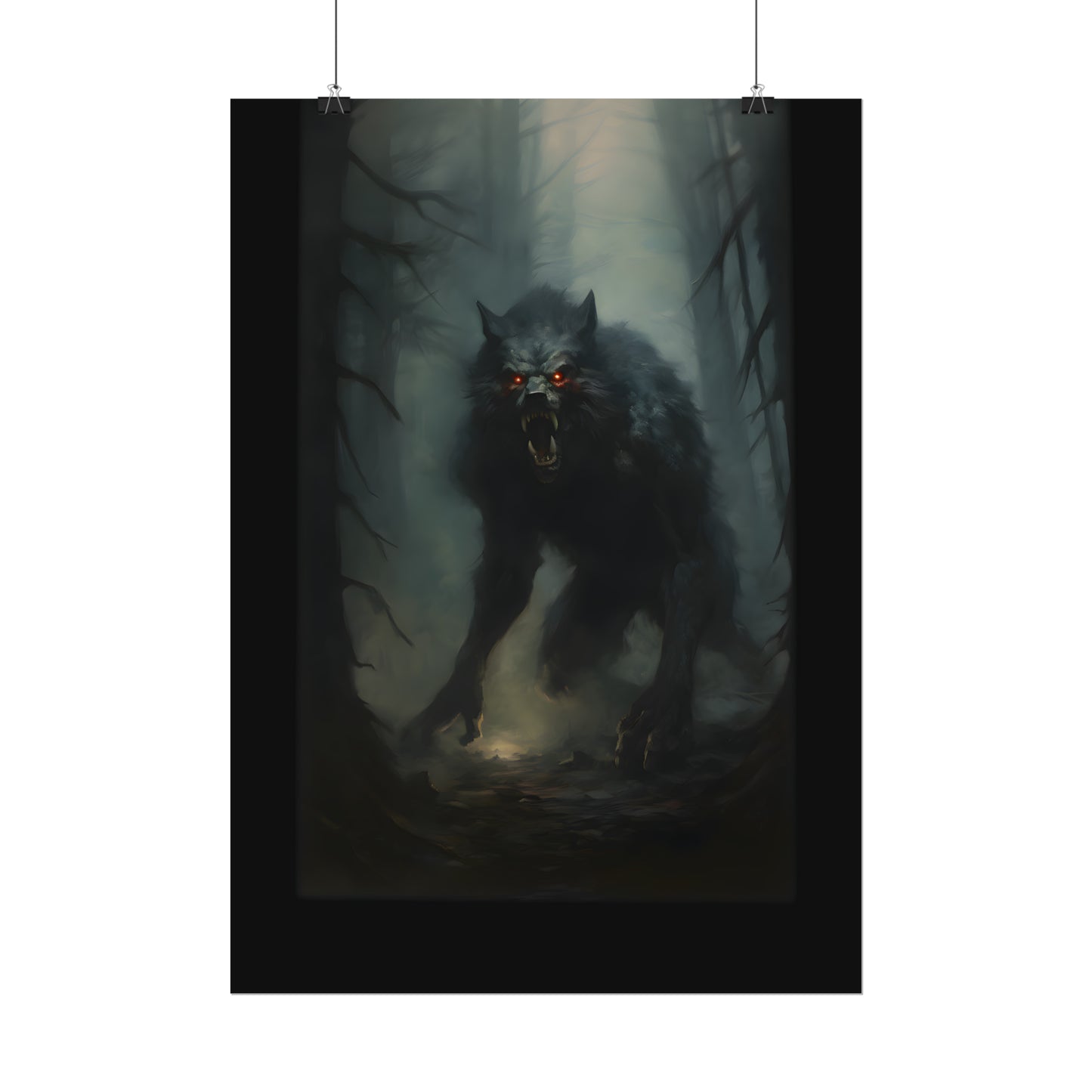 Werewolf Art Print, Wolf Poster, Gothic Home Decor, Oil Painting Print, Dark Academia, Occult Art, Gothic Painting