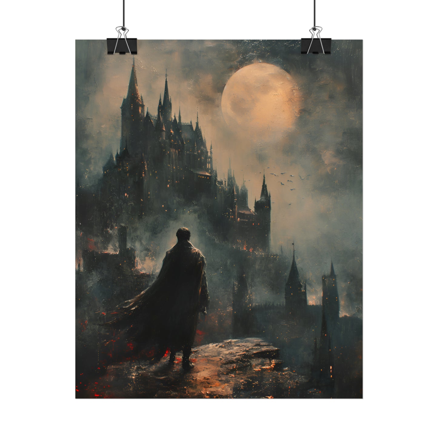 Dracula Poster, Dracula Wall Art, Vampire Print, Gift for Horror Fan, Gothic Wall Art, Dark Academia, Vampire Oil Painting, Count Dracula Picture