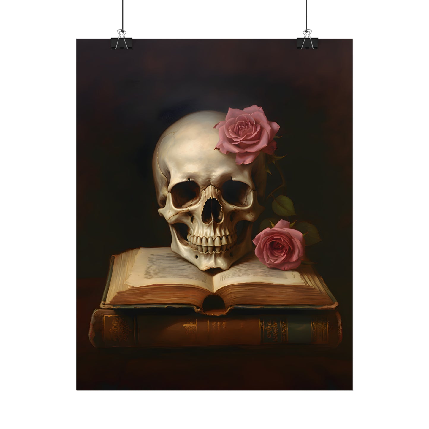 Eternal Wisdom, Gothic Skull Print, Gothic poster, Gothic Home Decor, Gothic Art Print, Dark Academia, Art Poster Print, Oil Painting