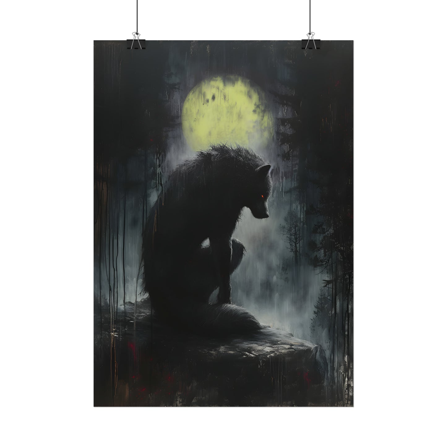 Werewolf Art Print, Wolf Poster, Gothic Home Decor, Oil Painting Print, Dark Academia, Occult Art, Gothic Painting, Gift Idea For Horror Fan