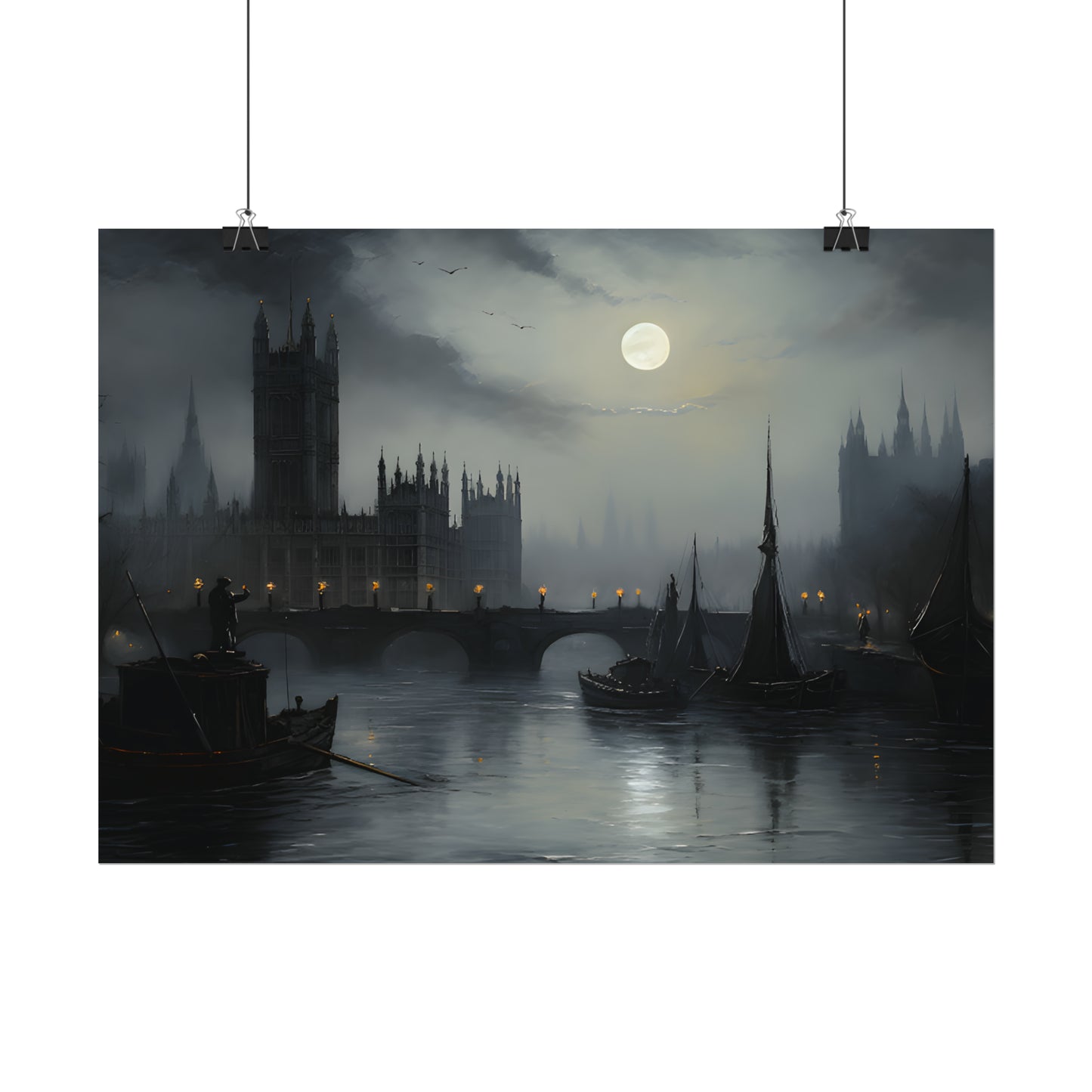 Victorian London Print, Thames Poster, English cityscape, London Skyline, Vintage Art Print, Gothic Architecture, Gothic Wall Art, Housewarming Gift