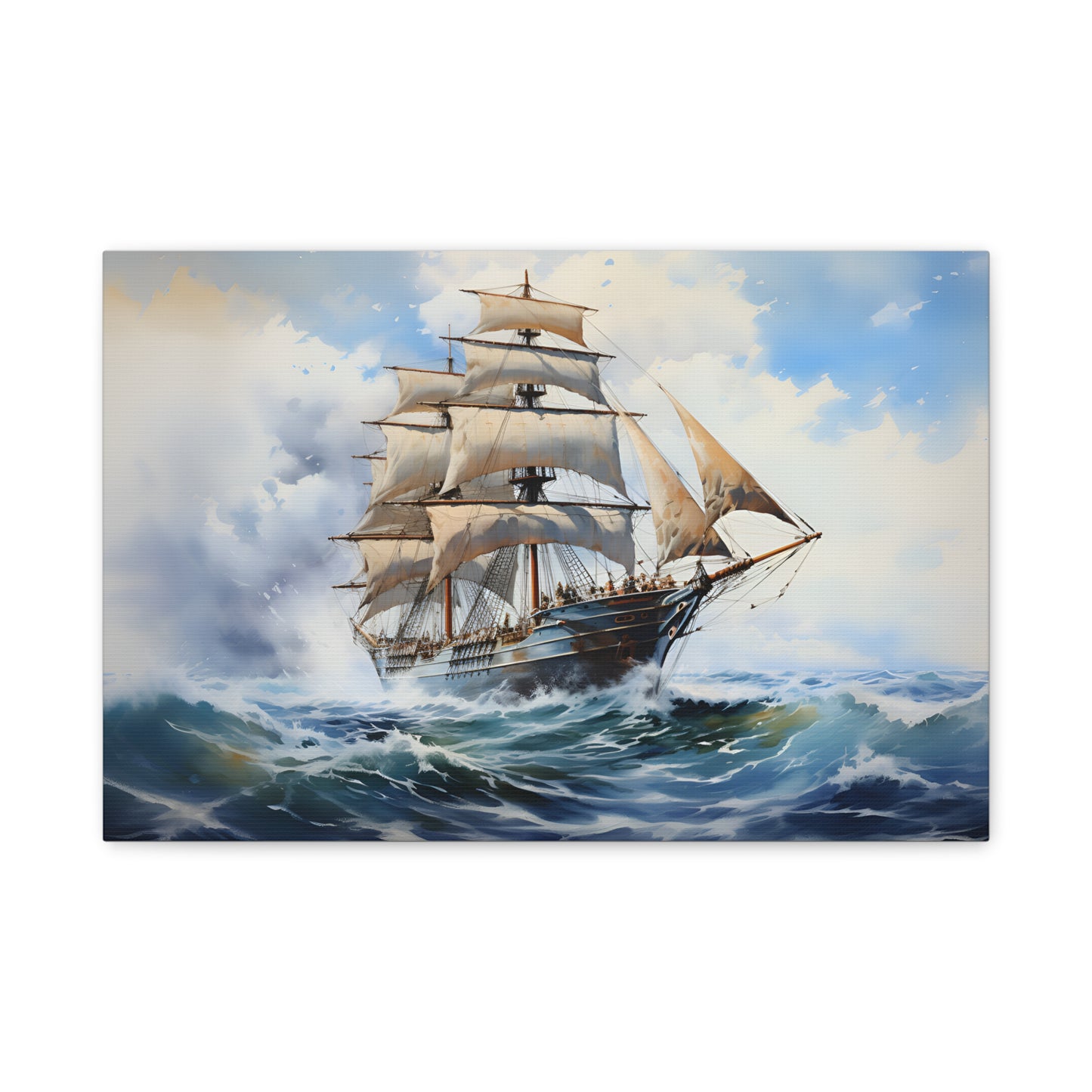 Ship Painting, Watercolor Art, Canvas Print, Sailing Gift, Nautical Wall Art