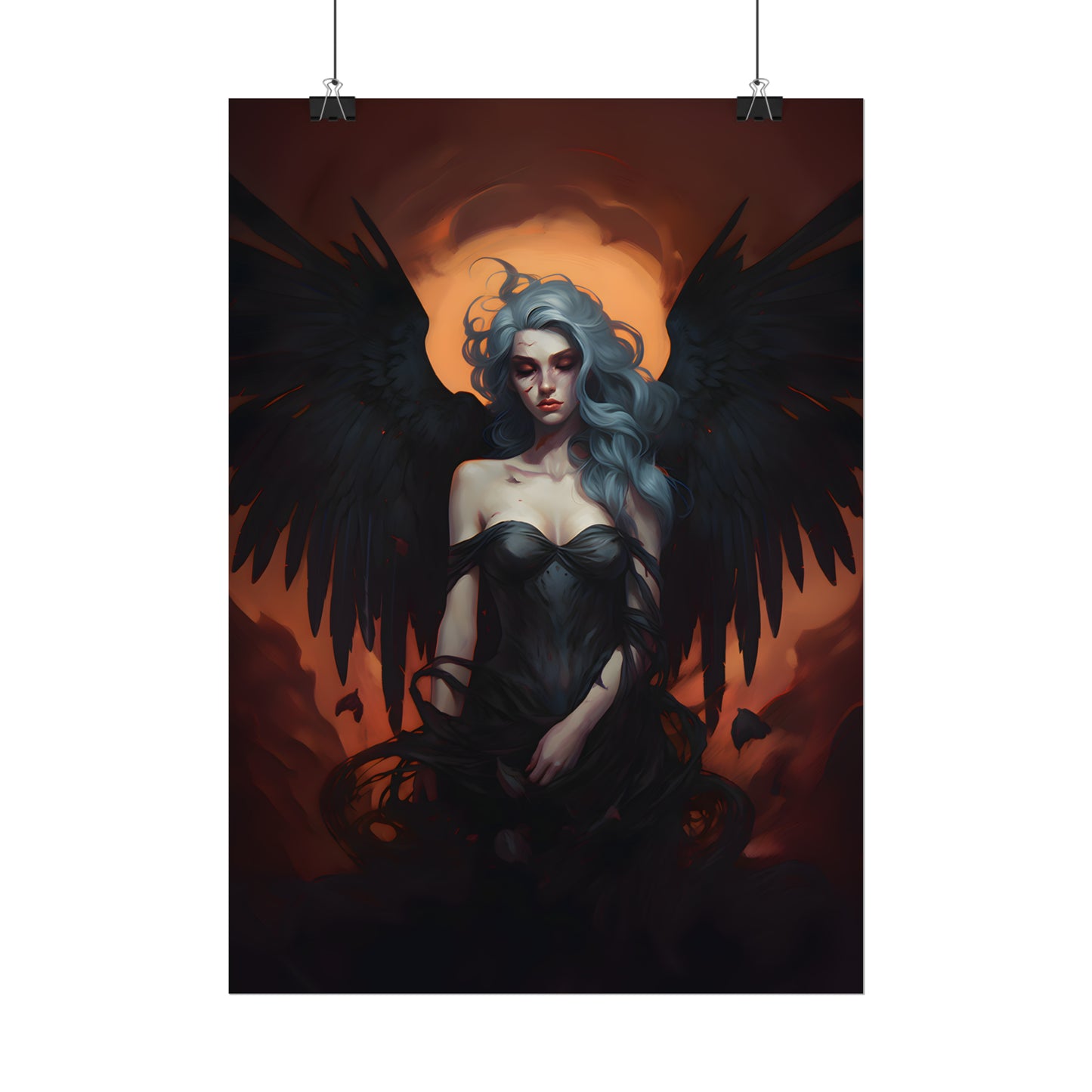 Gothic Angel Print, To Hell And Back, Empowerment Poster, Gift For Her, Angel Art, Gothic Home Decor, Goth Wall Art