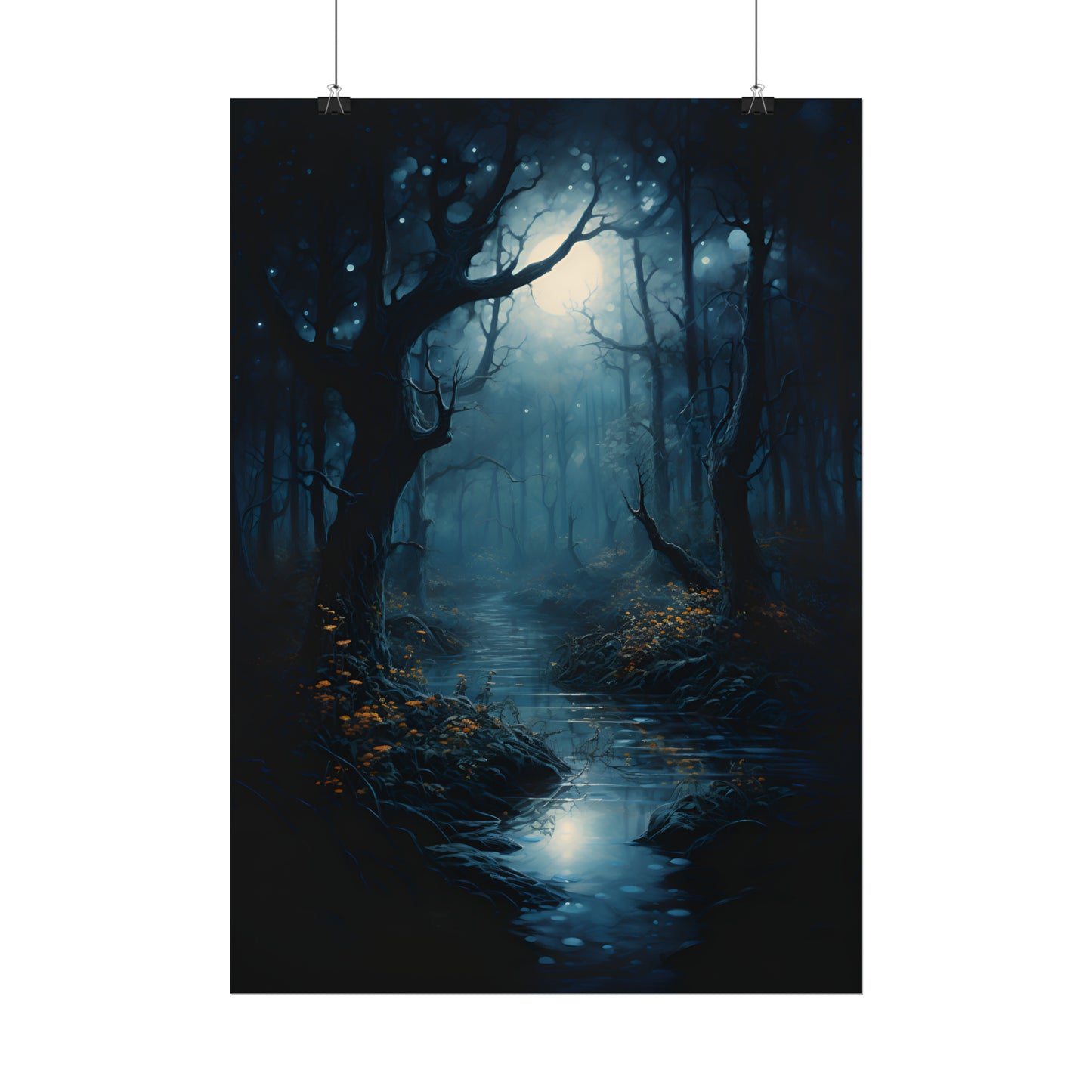 Mystical Forest Poster, Enchanted Moonlight Print, Dark Fantasy Wall Art, Gothic Home Decor, Great Gift For Anyone, Bewitching Oil Painting