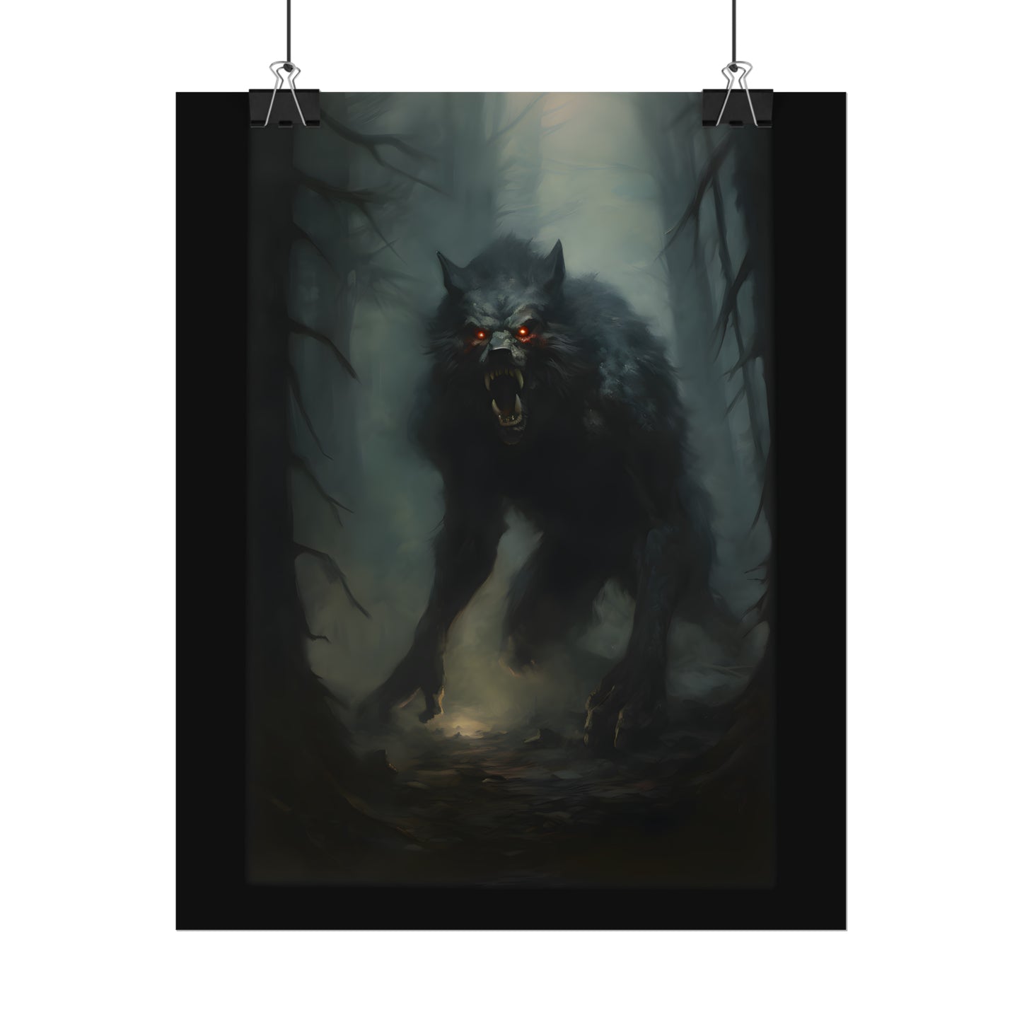 Werewolf Art Print, Wolf Poster, Gothic Home Decor, Oil Painting Print, Dark Academia, Occult Art, Gothic Painting