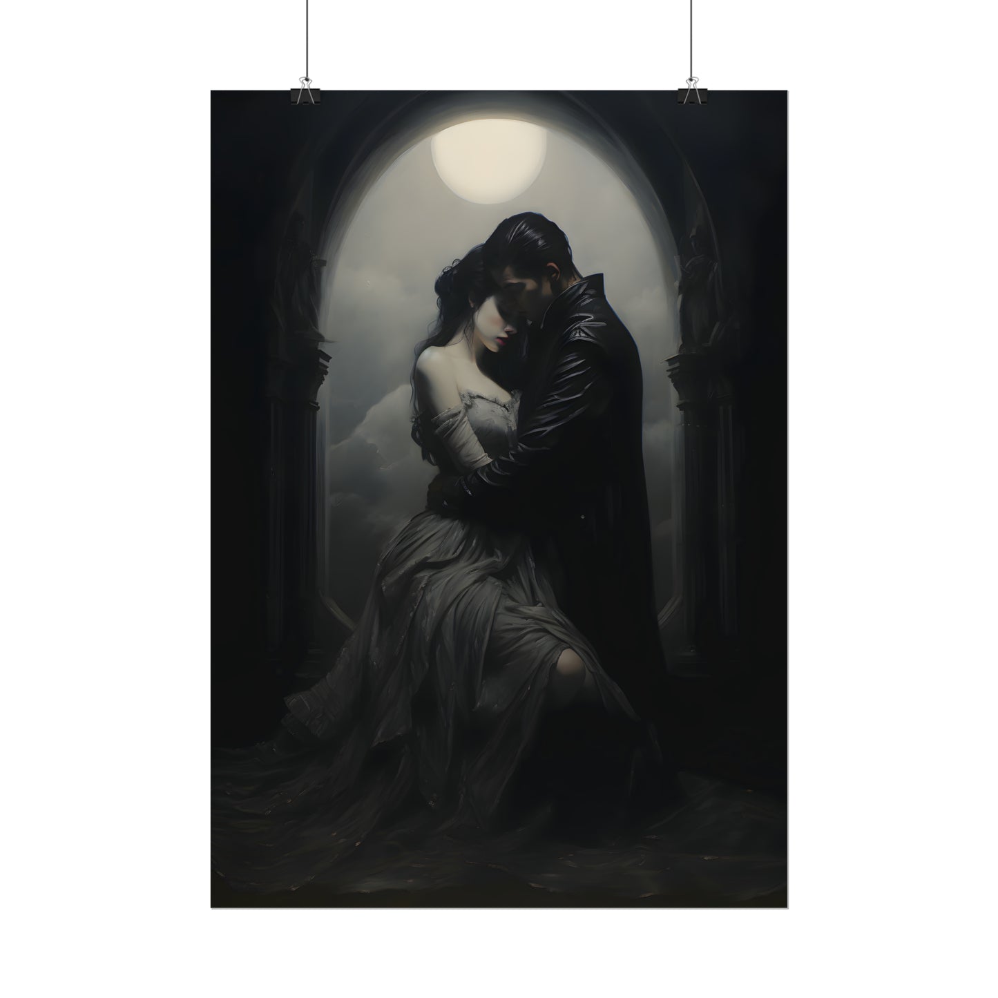 Lunar Love, Gothic Romance Poster, Art Poster Print, Gothic Home Decor, Gothic Romance, Couples Art Print, Dark Art Poster