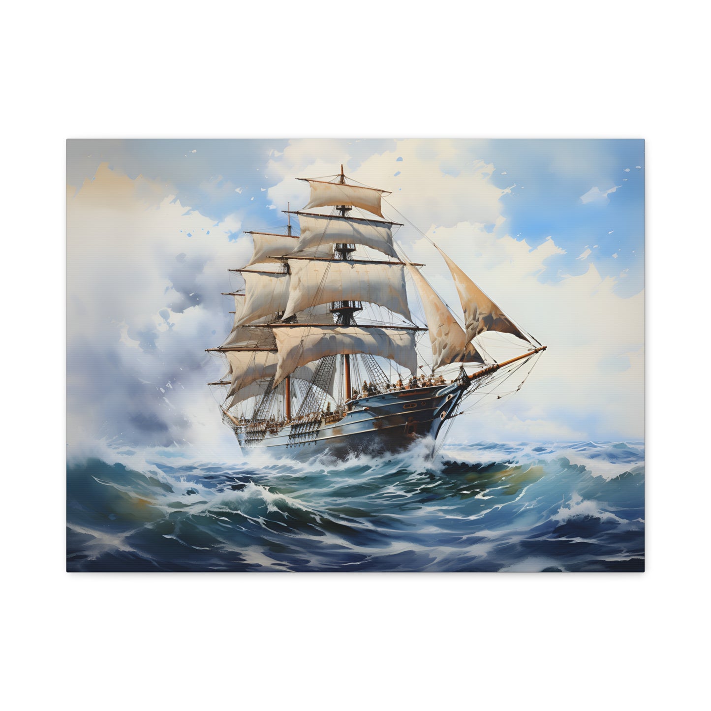 Ship Painting, Watercolor Art, Canvas Print, Sailing Gift, Nautical Wall Art