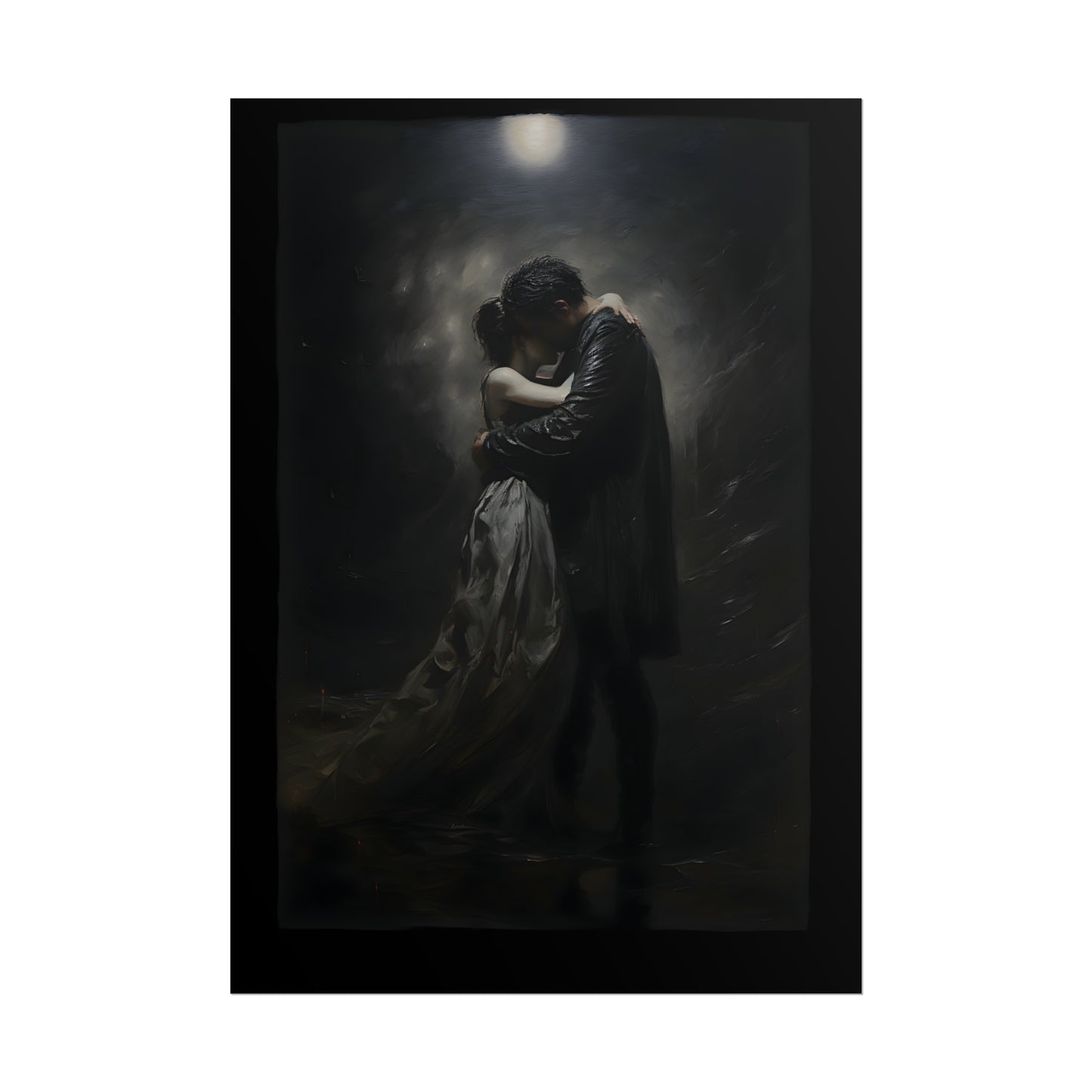 Moonlight Embrace Print, Gothic Romance Poster, Art Poster Print, Gothic Home Decor, Gothic Romance, Couples Art Print