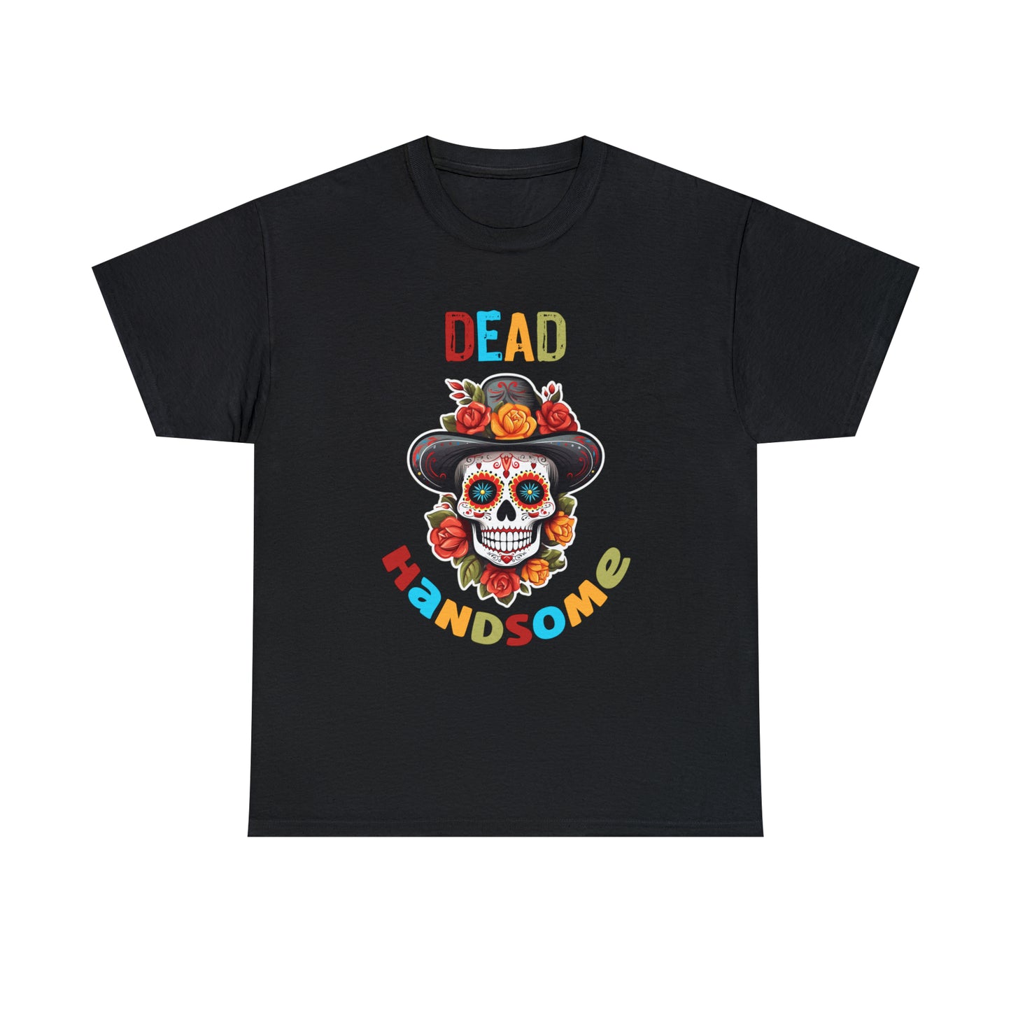 Men's Heavy Cotton T-Shirt Dead Handsome Day Of The Dead Style