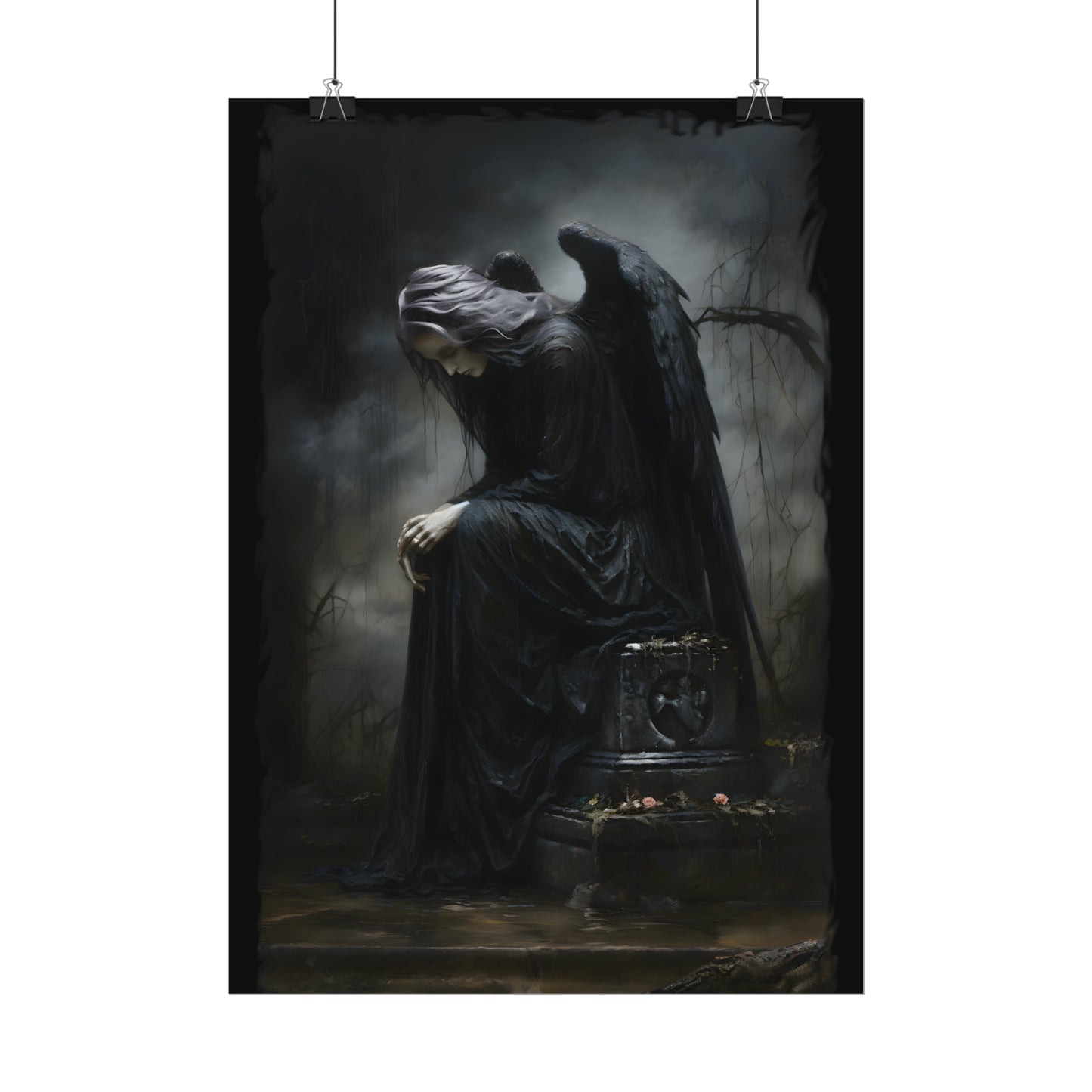 Sad Angel, Gothic Angel Print, Gothic Home Decor, Dark Academia, Goth Decor, Dark Surrealism, Gothic Wall Art, Occult Print