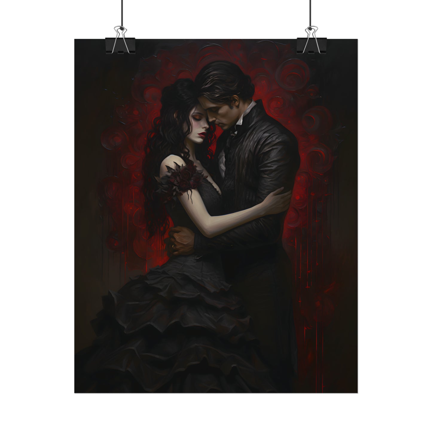 Eternal Embrace, Dark Romance, Gothic Valentines, Gothic Gift, Dark Home Decor, Gothic Wall Art, Art Print, Vampire Poster, Gothic Art