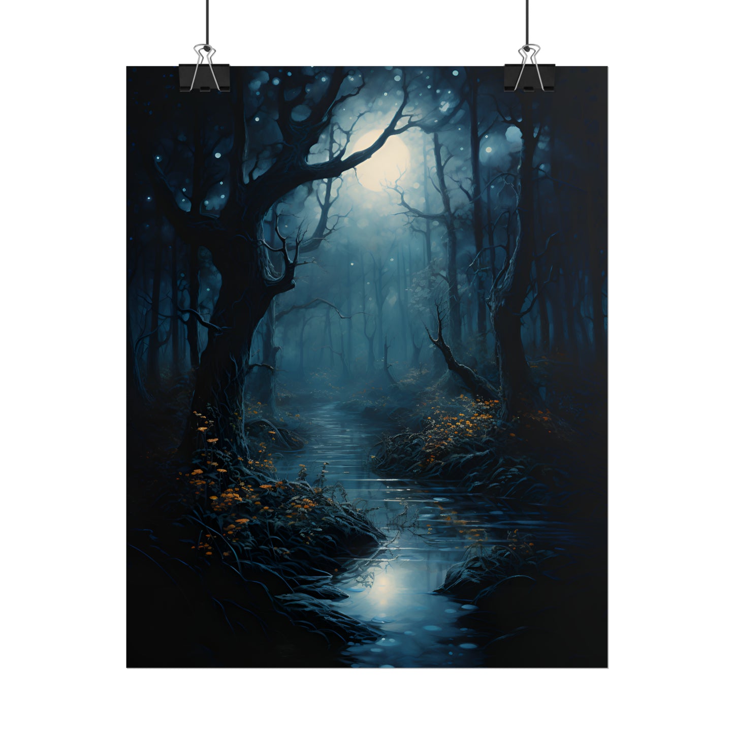 Mystical Forest Poster, Enchanted Moonlight Print, Dark Fantasy Wall Art, Gothic Home Decor, Great Gift For Anyone, Bewitching Oil Painting