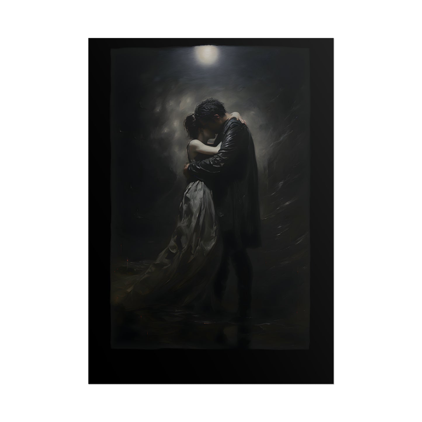 Moonlight Embrace Print, Gothic Romance Poster, Art Poster Print, Gothic Home Decor, Gothic Romance, Couples Art Print