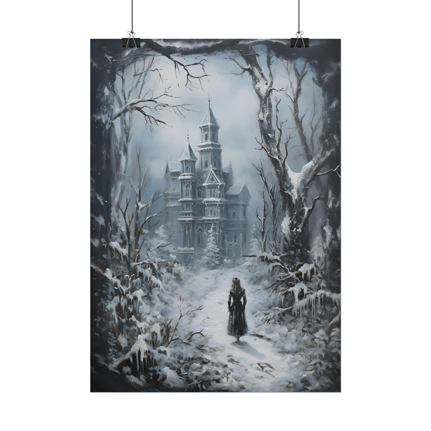 Winter's Enigma, Gothic Winter Print, Winter Wonderland, Gothic Christmas Art, Dark Home Decor, Gothic Wall Art, Dark Academia