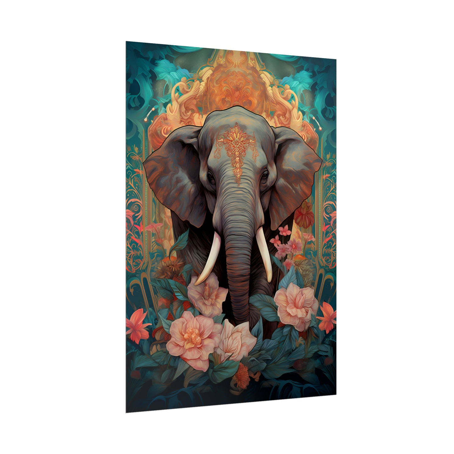 Asian Elephant Print, Elephant Love, Animal poster, Elephant Art, Wall Art Print, Elephant Gift, Floral Print, Home Decor,