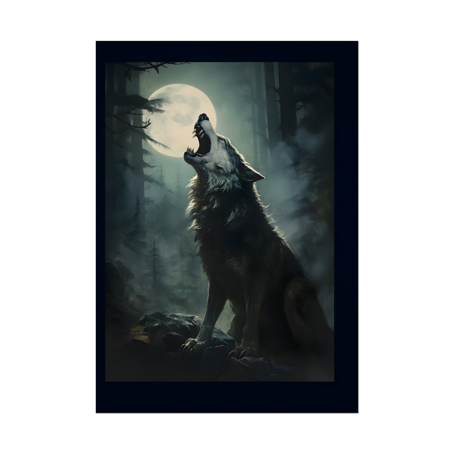 Werewolf Art Print, Wolf Art Poster, Moonlit Transformation, Art Poster Print, Gothic Poster, Wall Art, Gothic Home Decor