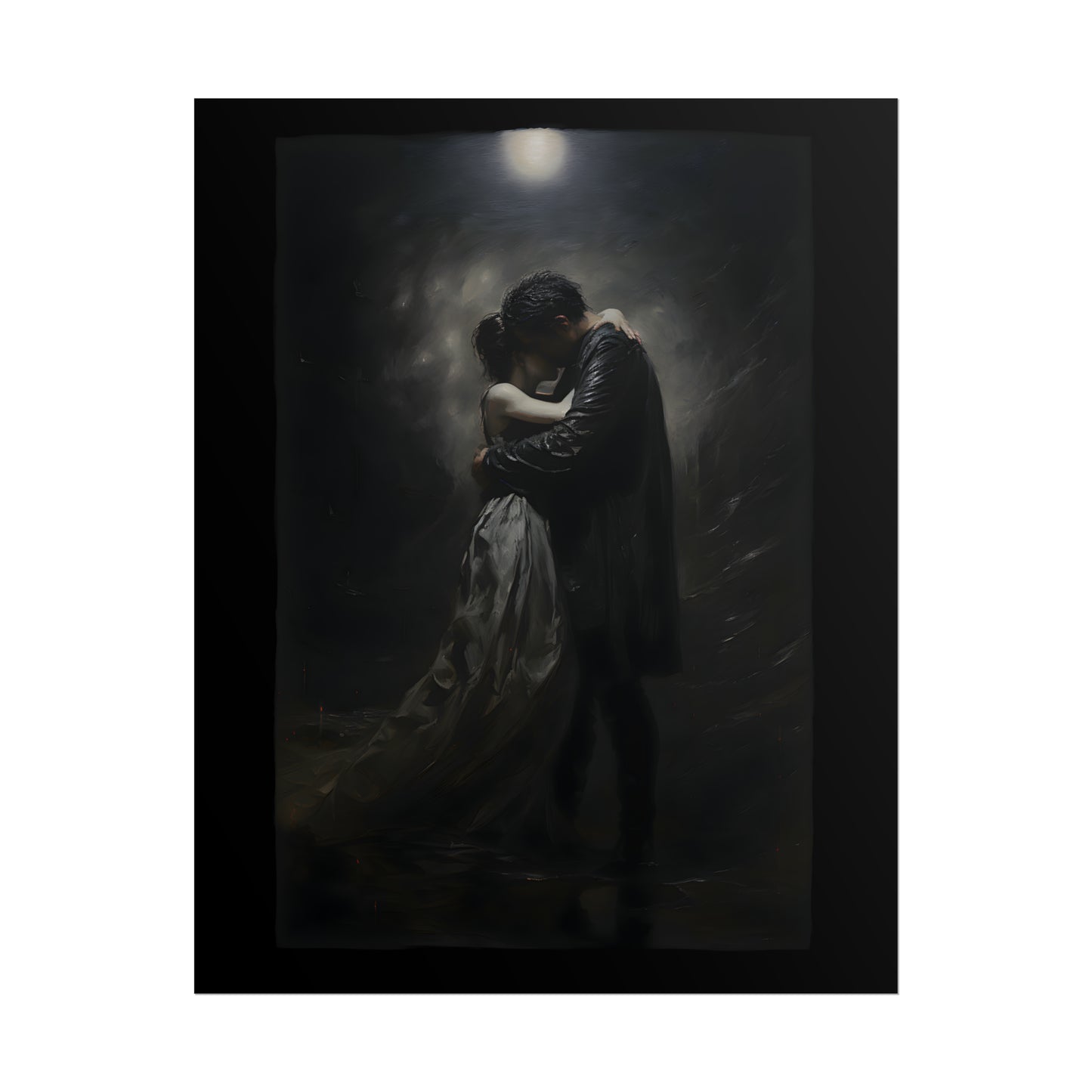 Moonlight Embrace Print, Gothic Romance Poster, Art Poster Print, Gothic Home Decor, Gothic Romance, Couples Art Print