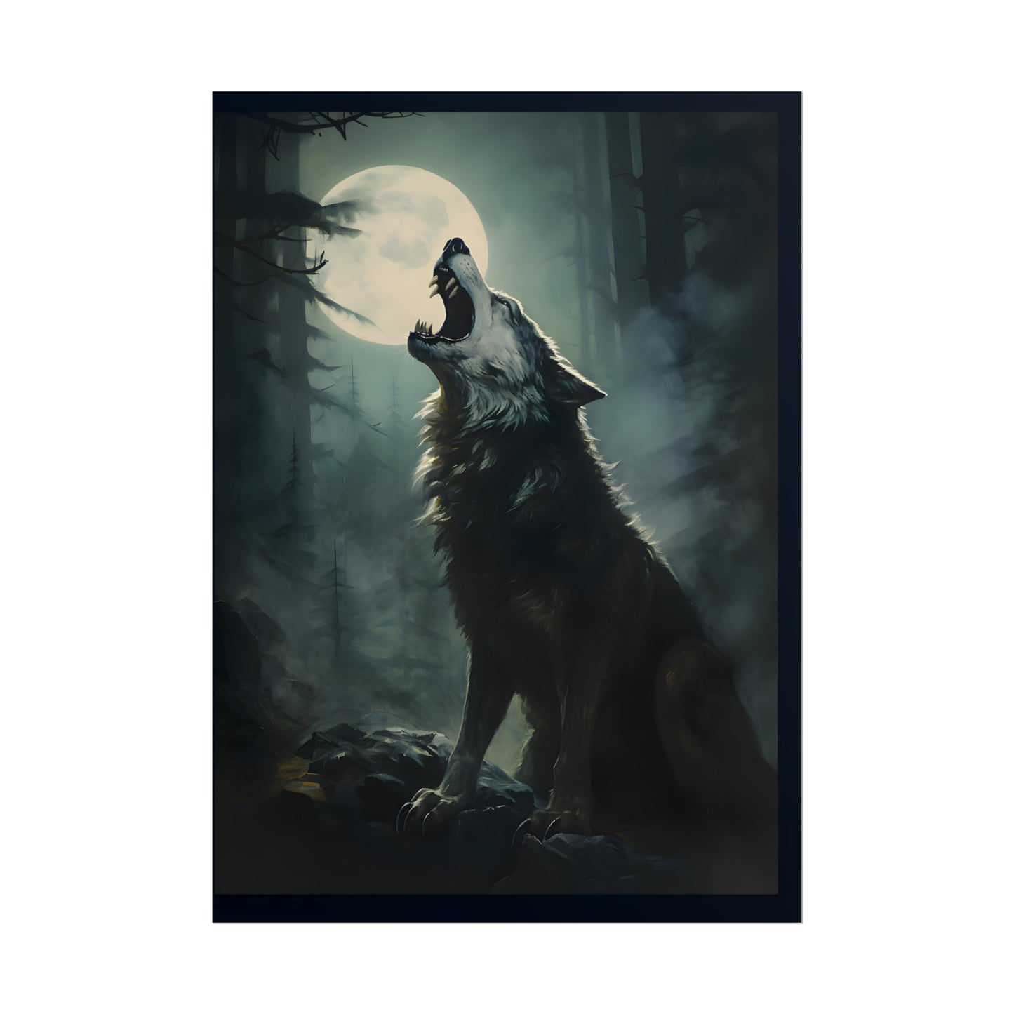 Werewolf Art Print, Wolf Art Poster, Moonlit Transformation, Art Poster Print, Gothic Poster, Wall Art, Gothic Home Decor