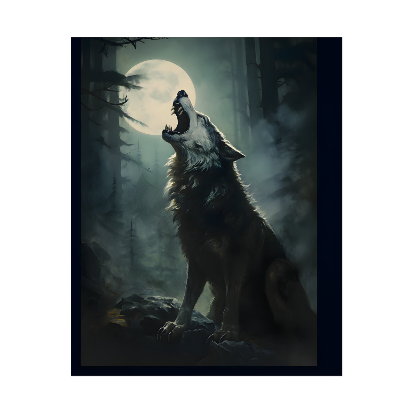 Werewolf Art Print, Wolf Art Poster, Moonlit Transformation, Art Poster Print, Gothic Poster, Wall Art, Gothic Home Decor