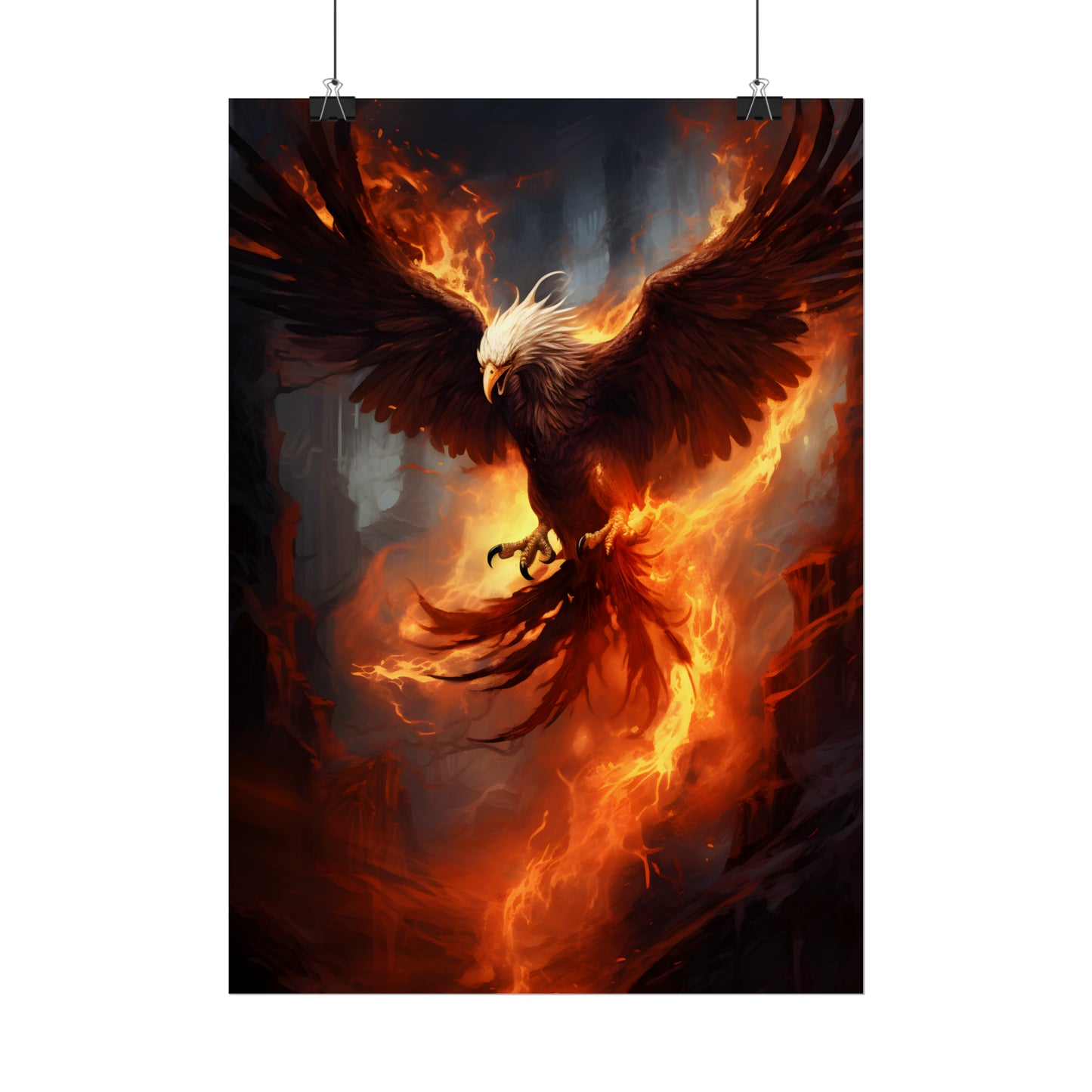 Phoenix Rising, Fantasy Art, Phoenix Wall Art, Phoenix Print, Fantasy Art Print, Dark Academia, Phoenix Gift, Empowerment