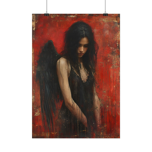 Lost Angel, Art Poster Print, Gothic Home Decor, Gothic Romance, Couples Art Print, Dark Art Poster, Dark Academia, Gothic Wall Art