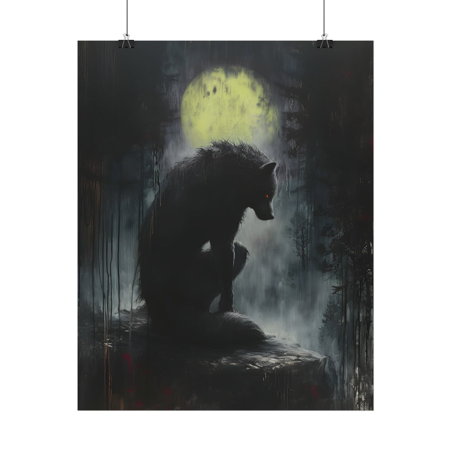 Werewolf Art Print, Wolf Poster, Gothic Home Decor, Oil Painting Print, Dark Academia, Occult Art, Gothic Painting, Gift Idea For Horror Fan