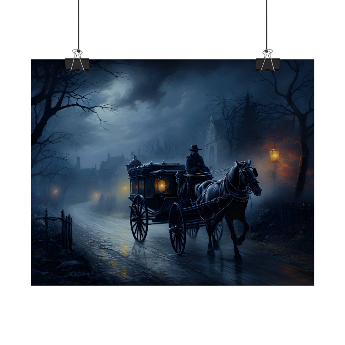 Horse Drawn Carriage, Victorian Carriage Print, Gothic Poster, Oil Painting Print, Home Wall Art, Dark Academia, Gothic Gift Idea